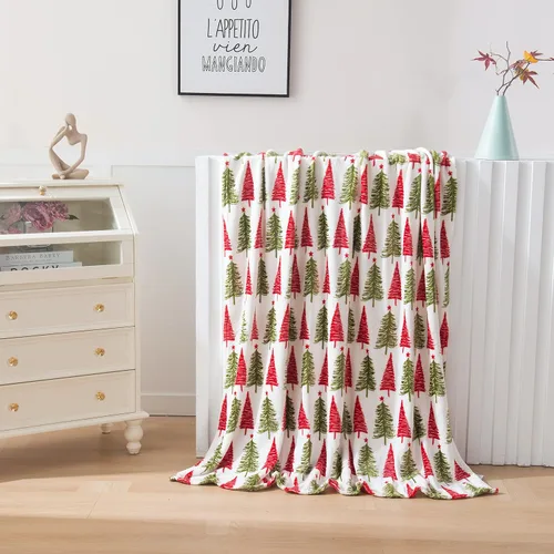 Miniatura 3 de Elegant Comfort Manta de terciopelo de lujo súper suave con estampado navideño, decoración del hogar, manta cálida y acogedora para ropa de cama