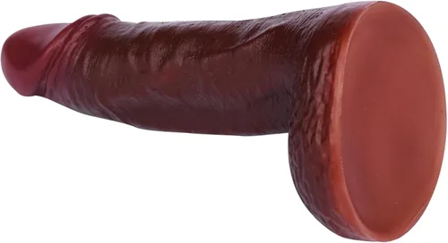 Miniatura 4 de Consolador realista de silicona suave de 7.2 pulgadas con ventosa fuerte, consolador anal de punto G marrón oscuro realista de gran
