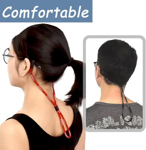 Miniatura 4 de Paquete de 4 correas ajustables para gafas, cordón deportivo antideslizante para el cuello, cuerda de nailon suave para lentes anchos de patillas