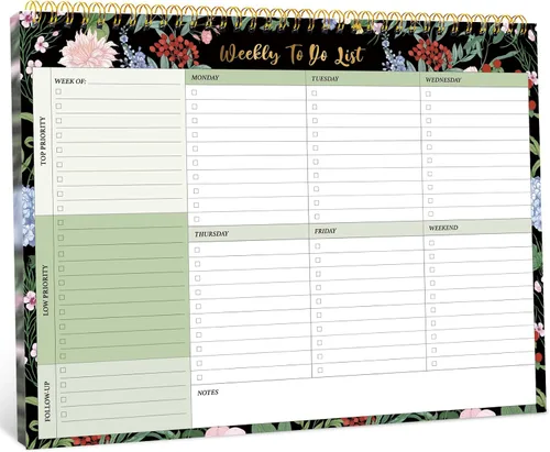 Miniatura 12 de Taja Bloc de notas semanal con 52 hojas sin fecha (8.5 x 11 pulgadas), planificador semanal de escritorio para mujeres y hombres, trabajo y hogar