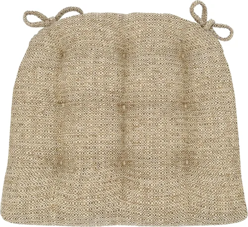 Barnett Home Decor Brisbane - Almohadillas para silla de tapicería de tweed camel con lazos, relleno de espuma de látex, reversibles, fabricadas en