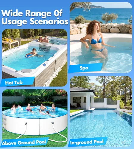 Miniatura 7 de KimPump Aspirador de piscina de mano inalámbrico con 4 bolsas de filtro, adecuado para filtración de impurezas ultrafina, cabezales de cepillo