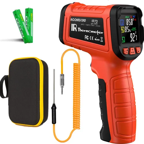 Miniatura 11 de Pistola de termómetro infrarrojo 50:1, pistola de temperatura láser sin contacto de -58 °F a 2732 °F para cocinar, horno de pizza, reptil, plancha