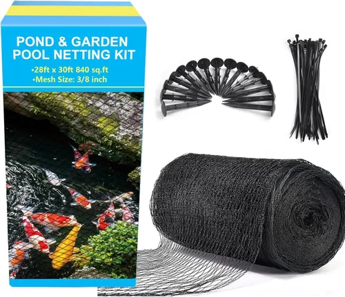 Miniatura 10 de BUZIFU Red de estanque, red de estanque de 10 x 10 pies para estanques Koi, cubierta de malla fina para estanques de jardín, piscina de jardín