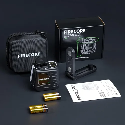 Miniatura 8 de Firecore Nivel láser 360 autonivelante, láser verde de línea cruzada de 360° de 82 pies, 3 ajustes de brillo, modo de pulso, soporte magnético