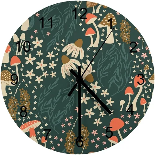Miniatura 26 de Reloj de Pared de Flores Silencioso Sin Tictac Operado por Batería, Caricatura de los 70s Linda Flor Abstracta Pastel Margarita Reloj Floral