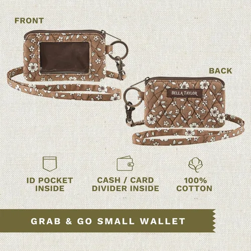 Miniatura 3 de Bella Taylor Cordón de identificación para mujeres y niñas, llavero cartera con soporte para insignia y bolsa con cremallera, algodón acolchado