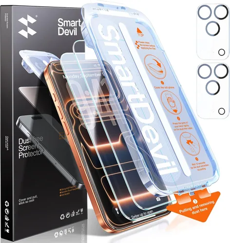 Miniatura 15 de SMARTDEVIL Paquete de 2+2 protectores de pantalla transparente HD para iPhone 17 Pro Max con 2 protectores de lente de cámara, vidrio templado 9H