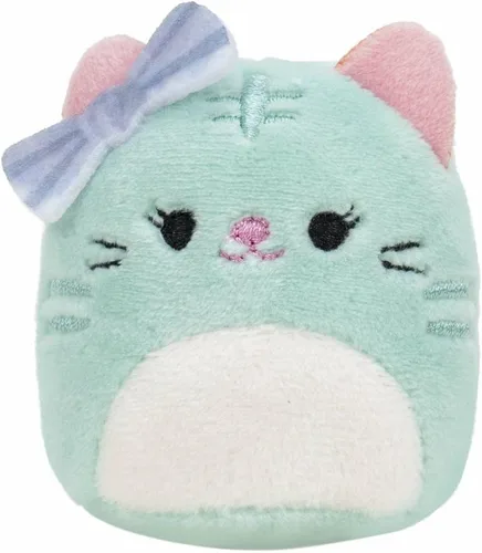 Miniatura 4 de Squishville de Original Squishmallows Sweet Shop - Set de juego con Priya la Panda Púrpura de 5 cm, Tres’zure el Gato Azul y Mesa y Silla de Bistro