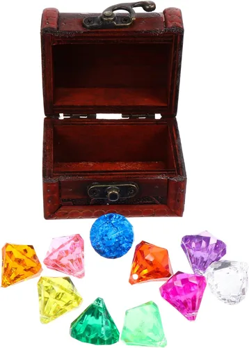 Miniatura 3 de balacoo 1 juego de mini cofres del tesoro pirata, caja de almacenamiento de joyas pirata vintage con cerradura y joyas, manualidades para niños