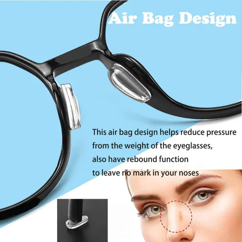 Miniatura 2 de Almohadillas para la nariz para lentes, adhesivos antideslizantes para la nariz con bolsa de aire, 0.118 pulgadas de grosor para lentes, lentes