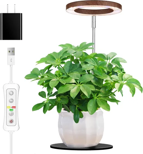 Miniatura 13 de yadoker 72 LEDs Luz de cultivo de plantas para plantas de interior, Luz de escritorio de aluminio con grano de madera de nogal LED, Altura