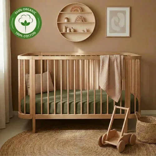 Miniatura 9 de Sábanas para cuna, sábana bajera ajustable de muselina de algodón orgánico, tamaño estándar para bebé niño y niña, 28 x 52 pulgadas, ultra suaves