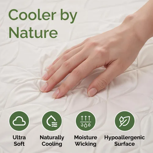 Miniatura 4 de Protector de colchón impermeable y refrescante - Funda de colchón tamaño Queen - Hecha de viscosa de bambú - Suave, transpirable, silenciosa
