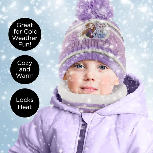Miniatura 2 de Disney - Juego de gorro de invierno para niñas, bufanda y guantes para niños pequeños, 2-4 o Frozen Elsa & Anna, sombrero, bufandas y guantes