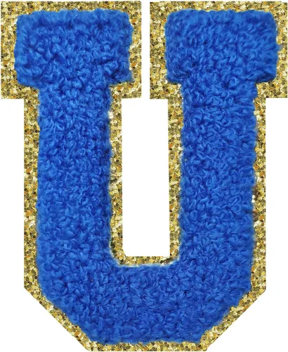 Miniatura 145 de SPRT - Parches de letras de chenilla universitaria con purpurina, parche de letras blancas para planchar con letras del alfabeto para disfraz