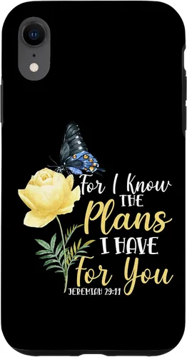 Miniatura 24 de iPhone 16 Christian Bible Verse Butterfly Rose Flower Jeremiah 29:11 Case