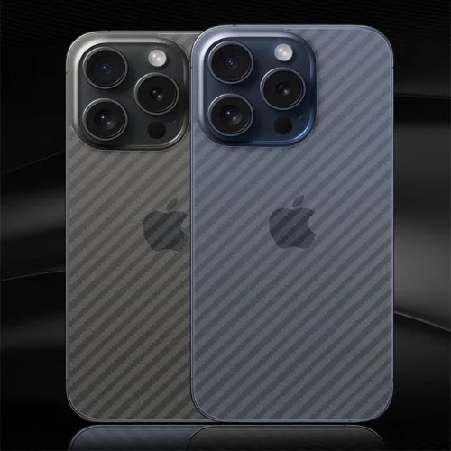 Miniatura 2 de Epivol Protector de pantalla trasera 3D Fibra de carbono Ultra Thin Protector Film para iPhone 15 Pro -2 PC Transparente