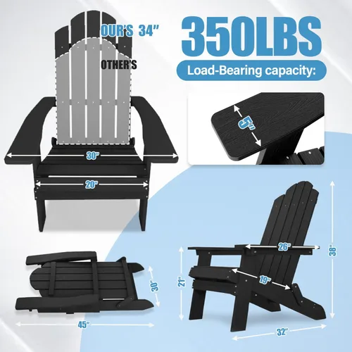 Miniatura 3 de MXIMU Folding Adirondack Chair for Outdoor: Easy Assembly and Comfortable Adirondack Chairs - Foldable Composite Fire Pit Chairs - All Weather