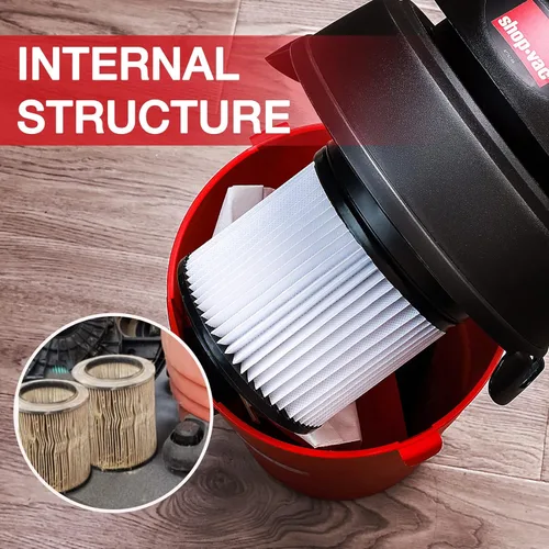 Miniatura 8 de Shop-Vac Juego de filtros de 8 piezas, 6 bolsas de colección 90667 de 1.5 galones+2 filtros de cartucho 90398 de alto rendimiento