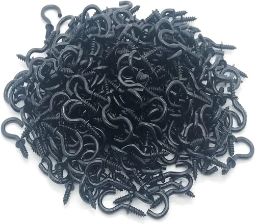 Miniatura 4 de 120 Piezas Ganchos de Rosca de 1/2 Pulgada Chapados en Níquel Ganchos de Metal para Tazas, Ganchos de Techo Negro
