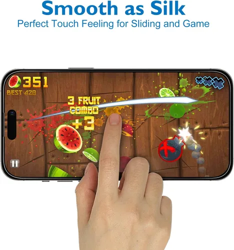 Miniatura 2 de Mothca - Protector de pantalla de vidrio mate para iPhone 14 Pro, antideslumbramiento y antihuellas, vidrio templado transparente, compatible