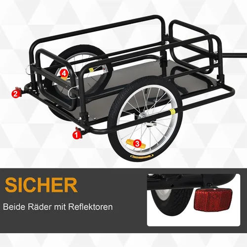 Miniatura 3 de Aosom – Remolque de carga/equipaje para bicicleta Wanderer, color negro