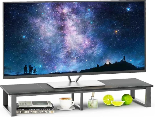 aboxoo Elevador de TV de 45 pulgadas para TV de 32 a 60 pulgadas, estante elevador de TV, elevador de soporte de TV de mesa, mesa de monitor de Negro