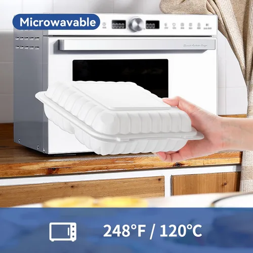 Miniatura 3 de Contenedores de Alimentos de 8" 34 oz Paquete de 55 - Plástico PP Relleno de Minerales 3 Compartimentos Envuelto en Plástico Retráctil Grado