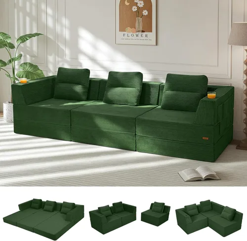 Miniatura 14 de COMAX Sofá cama futón, sofá cama convertible 4 en 1, sofás deshuesados para sala de estar, sofá biplaza plegable pequeño plegable que ahorra Gris