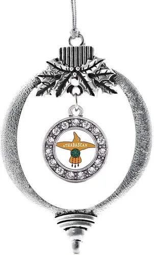 Miniatura 116 de Inspired Silver - Bonita bandera estadounidense - Adorno de Navidad plateado - Adorno de árbol de Navidad con dije circular con circonita cúbica