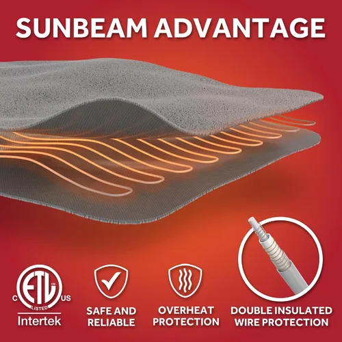 Miniatura 6 de Sunbeam Manta eléctrica ultra de forro polar Royal de tamaño completo, 84" x 72", 12 ajustes de calor, apagado automático seleccionable de 12 horas