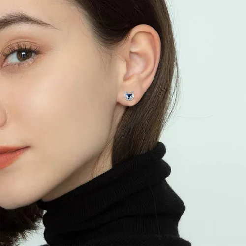 Miniatura 5 de Aretes de herradura de plata de ley 925, hipoalergénicos, joyería de herradura, regalos para mujeres con orejas sensibles, Plata de ley, cristal