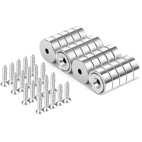 Miniatura 10 de Neosmuk Imanes con Tornillos, Imán de Disco de Neodimio Fuerte de 130 libras con Agujeros en el Centro, Imán de Copa con Orificio de Montaje