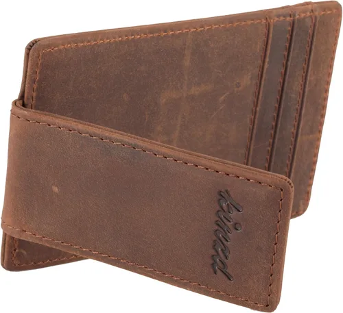 Miniatura 4 de kinzd Clip para dinero, billetera de bolsillo frontal, cartera delgada de cuero con bloqueo RFID fuerte imán