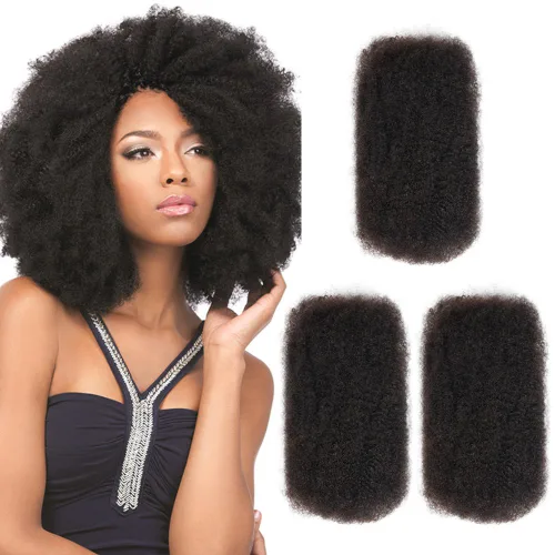 Style Icon 3 paquetes de cabello humano Afro Kinkys a granel (30cm/30cm/30cm, negro natural) - Trenzas Afro Twist - Extensiones rizadas y crespas -