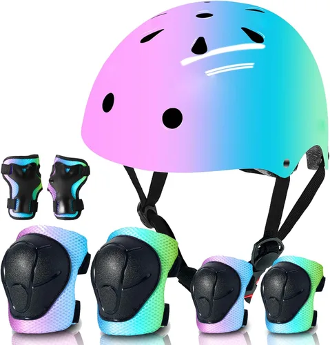 Miniatura 11 de Casco de bicicleta ajustable con gradiente de color para niños pequeños de 3-5-8-14+ años, niñas y niños. Casco para monopatín y bicicleta