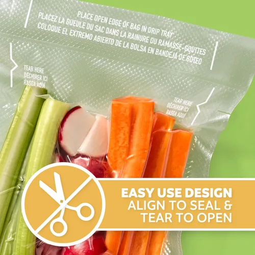 Miniatura 3 de FoodSaver Bolsas de Sellado al Vacío Precortadas de Pinta, Bolsas de Almacenamiento al Vacío de Fácil Uso, Alinear para Sellar y Rasgar para Abrir