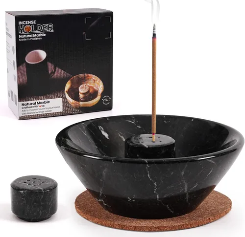 Miniatura 7 de Radicaln Soporte de incienso de mármol de 5.5 pulgadas hecho a mano con canicas blancas para decoración del hogar, soporte ideal para varillas