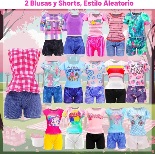 Miniatura 6 de BARWA 11 juegos de ropa de muñeca que incluyen 2 vestidos de lentejuelas, 5 vestidos florales de sirena, 4 trajes casuales tops y pantalones