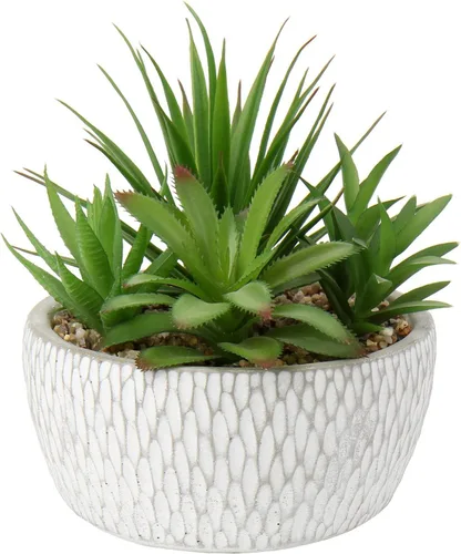 Miniatura 9 de Briful Pequeñas plantas falsas surtidas suculentas falsas en macetas, plantas suculentas realistas artificiales con macetas de cemento
