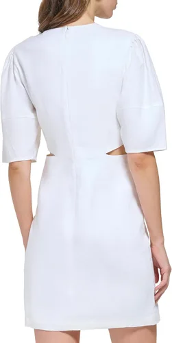 Miniatura 2 de DKNY Vestido midi de lino de manga corta con corte lateral