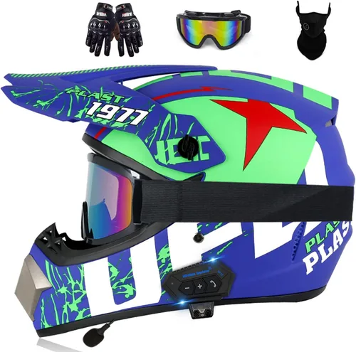 Miniatura 13 de Casco de motocross Bluetooth para adultos, casco de motocross, aprobado por DOT/ECE, perfecto para motocicletas de motocross, motos de cross, ATV