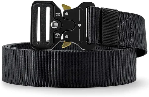 Miniatura 3 de DOOPAI Cinturón táctico para hombre, tela militar de nailon negro con hebilla de liberación rápida, ideal para el trabajo, senderismo