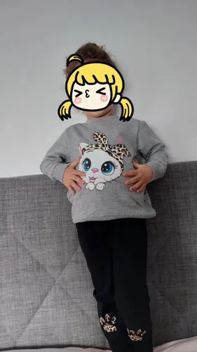 Miniatura 3 de Conjunto de 2 piezas de sudadera de manga con volantes y leggings para niñas de 2 a 10 años