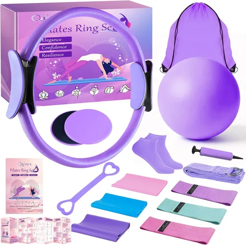 Kit de pilates para mujer, juego de anillos de pilates, kit de equipo de pilates para mujeres entrenamientos en casa, kit esencial de pilates con