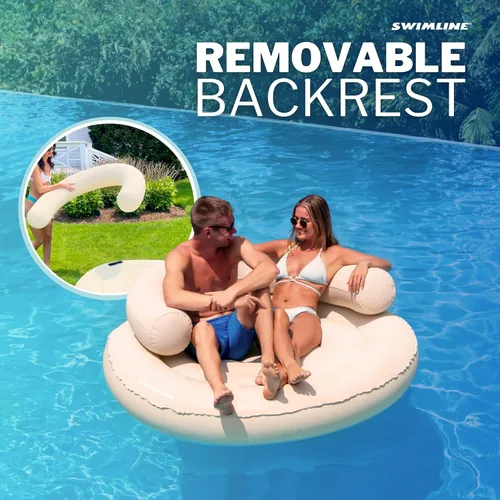 Miniatura 8 de SWIMLINE Original Cloud Chaise 360 - Tumbona flotante para piscina y lago, balsa circular para adultos y niños, respaldo W Cómoda textura