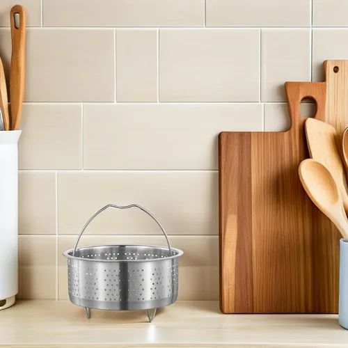 Miniatura 7 de UPKOCH Cesta de vapor de malla de acero inoxidable, cesta de vapor para verduras, inserto de cocción al vapor para albóndigas, cesta de vapor