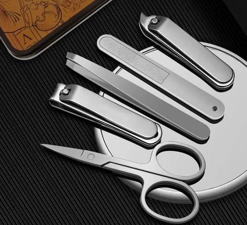 Miniatura 6 de Konovo - Juego de 5 piezas de cortaúñas, juego de manicura de acero inoxidable, kit de aseo de uñas de viaje para hombres y mujeres, cortaúñas