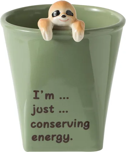 Miniatura 10 de DIHOclub Taza de cerámica divertida con perezoso 3D para mujeres y hombres, taza de café con diseño de perezoso para regalar a los mejores amigos